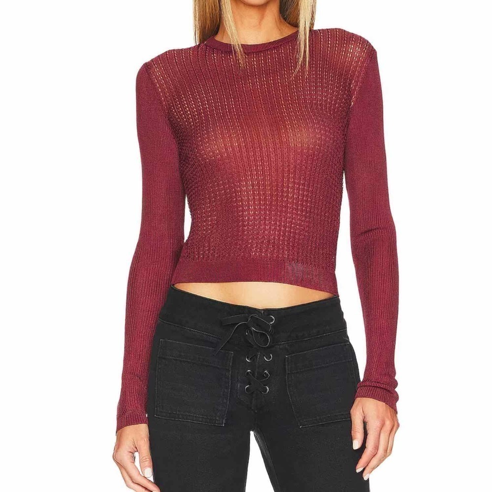 Free People H2O Crew Pullover Sweater Raw Garnet Size Large